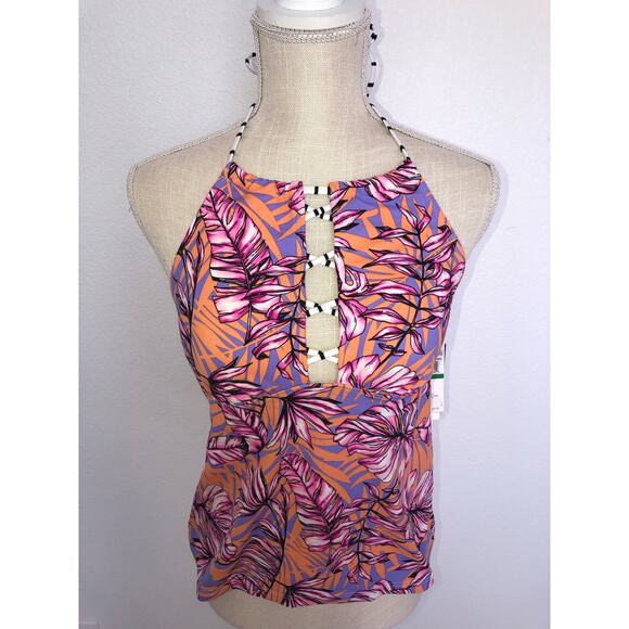 Salt + Cove Hawaii High Neck Halter Tankini Top - S - Picture 2 of 7